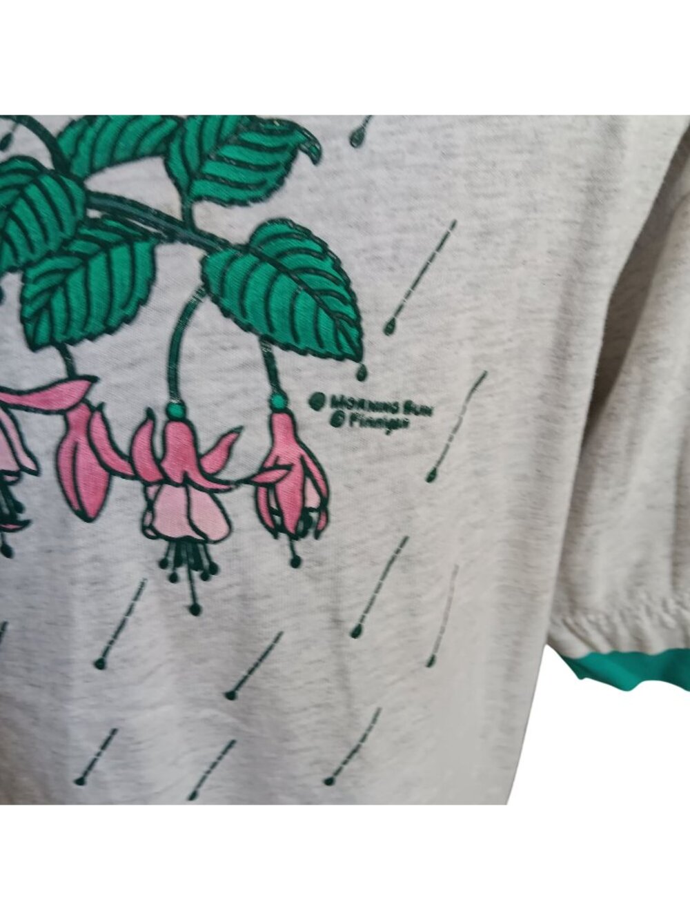 Fuchsia Flower Medium Vintage T-shirt Single Stitch Morning Sun 1980's Heather